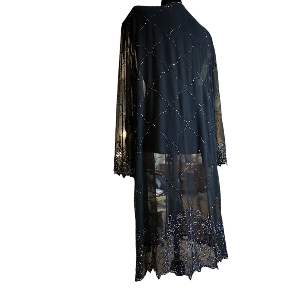 Bohemian, Black, Sheer & Beaded, Long Sleeve Cover Up - Picture 7 of 16